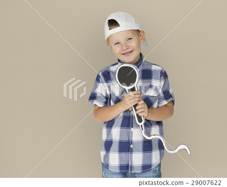 Caucasian Little Boy Microphone Smiling Caucasian Little Boy Microphone Smiling 29007622