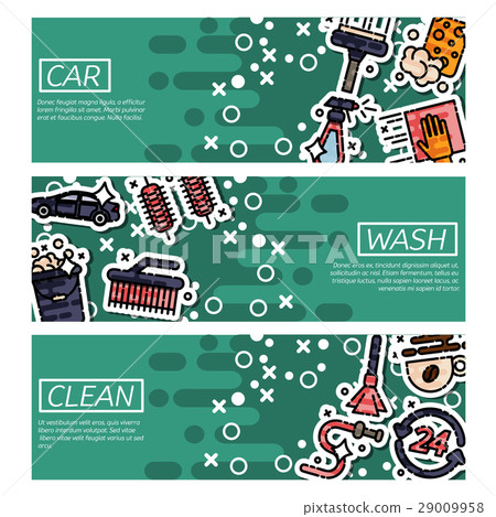 Set of Horizontal Banners about car wash Set of Horizontal Banners about car wash 29009958