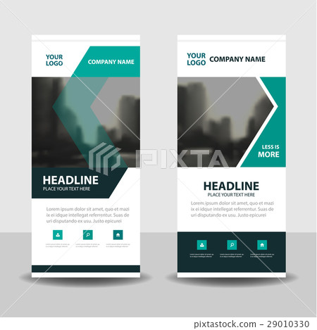 Green triangle Business Roll Up Banner template 29010330