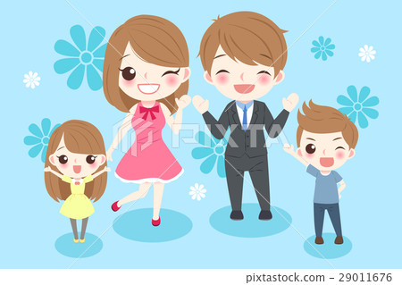 cartoon family smile happily 29011676
