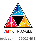 CMYK Triangle Polygonal Pyramid 29013494