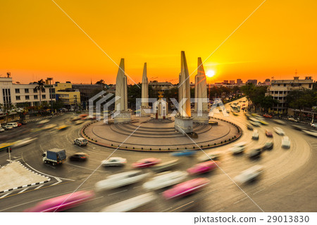 Car traffic with the sunset background 29013830