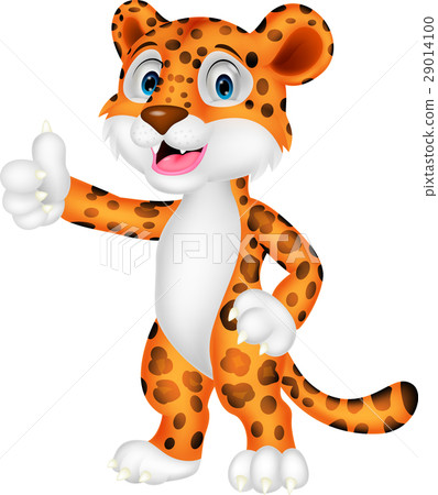 Leopard cartoon with thumb up 29014100