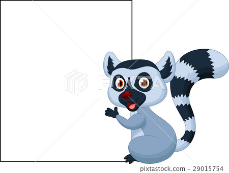 Cute lemur holding blank sign 29015754