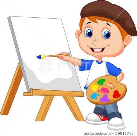 Cartoon boy painting 29015755
