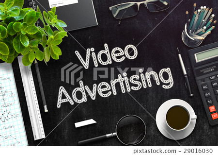 Video Advertising Concept on Black Chalkboard. 3D 29016030
