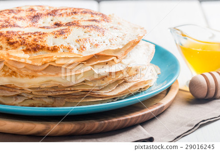 Stack of yeast pancakes 29016245