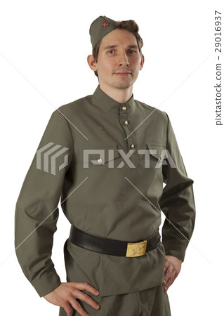 Portrait of Soviet soldier over white 29016937
