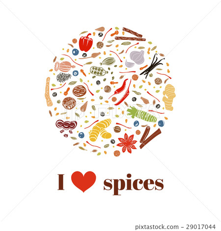 Cooking spices on bauble shape. Images Cooking spices on bauble shape. Images 29017044