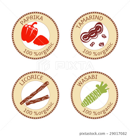 Set of spices labels. 100 organic. collection Set of spices labels. 100 organic. collection 29017082
