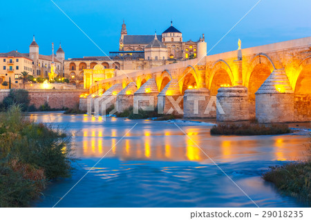 Night Mezquita and Roman bridge in Cordoba, Spain Night Mezquita and Roman bridge in Cordoba, Spain 29018235