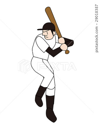 A cartoon illustration of a man baseball player running Stock