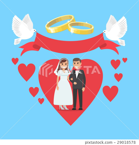 Wedding Day Concept Couple in Ruddy Big Heart 29018578