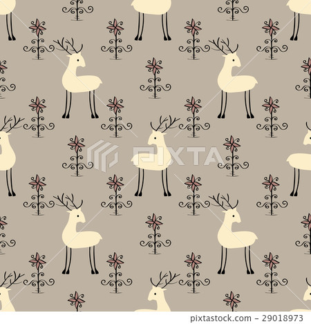 Deer flowers seamless pattern. 29018973