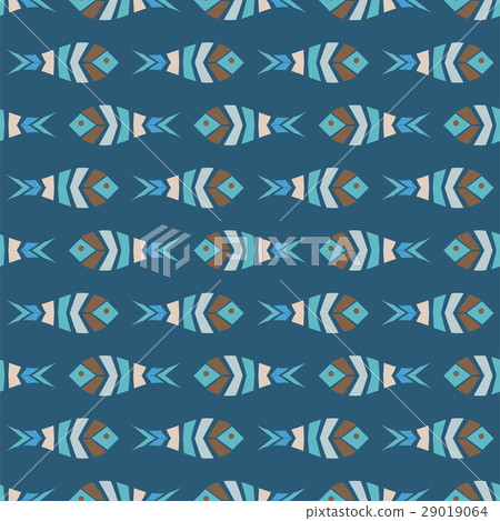 Flock of fish mosaic seamless pattern Flock of fish mosaic seamless pattern 29019064