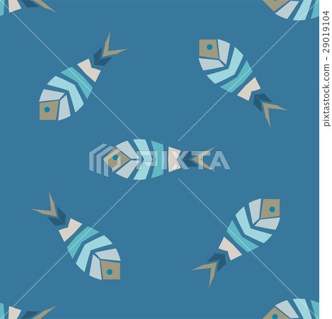 Flock of fish mosaic seamless pattern 29019104
