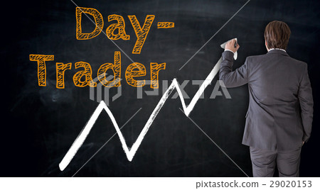 Businessman writes daytrader on blackboard concept Businessman writes daytrader on blackboard concept 29020153
