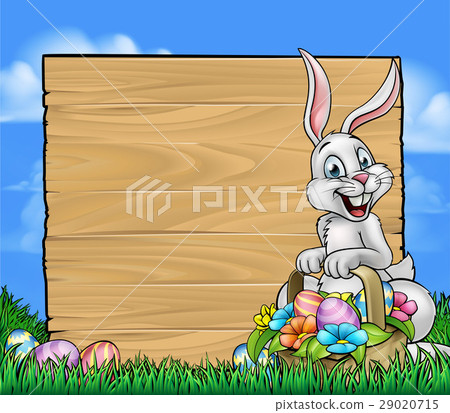 Cartoon Easter Bunny Background Sign 29020715