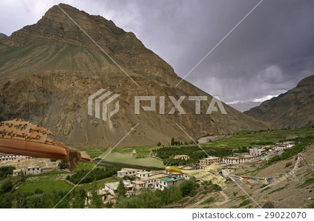Prayer Flags over the Town of Tabo in the Himalaya 29022070