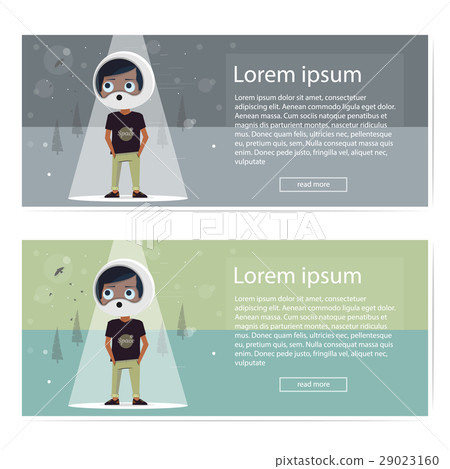 Modern horizontal banners, boy astronaut, rocket Modern horizontal banners, boy astronaut, rocket 29023160