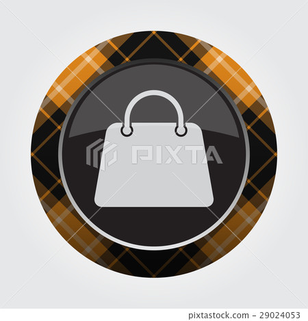 button with orange, black tartan - handbag icon 29024053