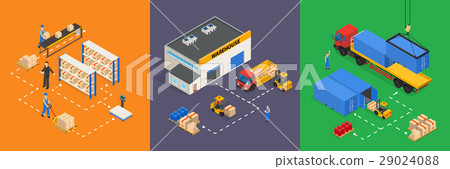 Warehouse Isometric Vector Illustrations 29024088