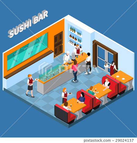 Sushi Bar Isometric Illustration 29024137