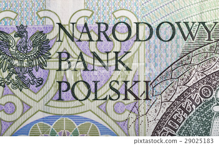 Polish National Bank sign on hundred zloty note 29025183