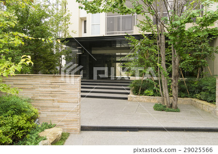 Residential condominium entrance image Day planting marble 29025566