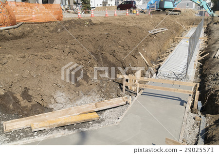 住宅建築工地外施工施工圖像入口混凝土打漿 29025571