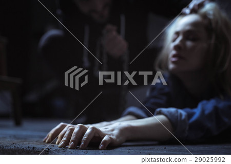 Helpless captured woman crawling for escape Helpless captured woman crawling for escape 29025992