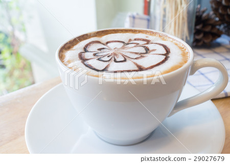 hot coffee with foam milk art in afternoon break hot coffee with foam milk art in afternoon break 29027679