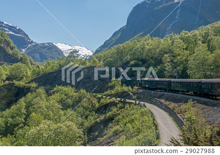 Flamsbana, the famous train line in Norway. Flamsbana, the famous train line in Norway. 29027988