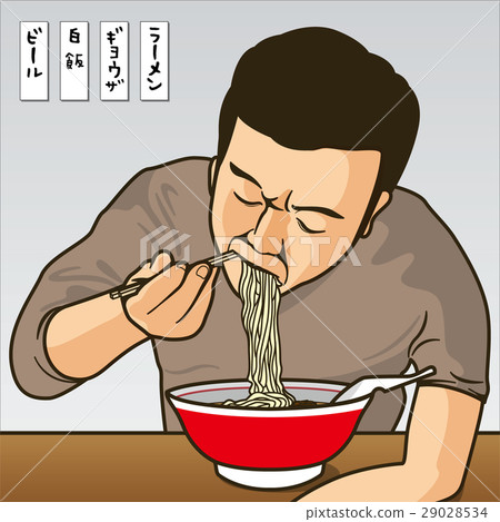 Male figure selling ramen to eat ramen in Showa style atmosphere 29028534