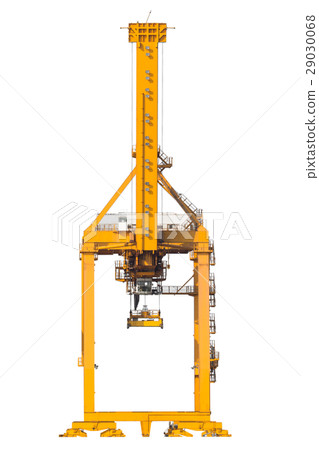 Yellow harbor cranes in shipyard isolate on white  29030068