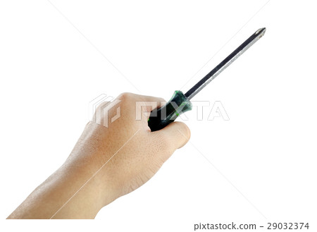 used screwdriver in a hand 29032374
