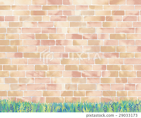 Illustration of grass and bricks 29033173