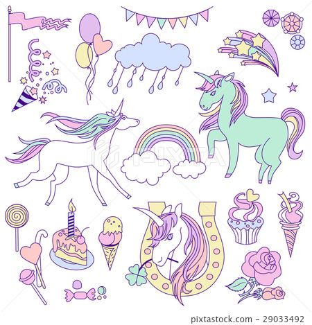White and green unicorns with a purple mane on White and green unicorns with a purple mane on 29033492