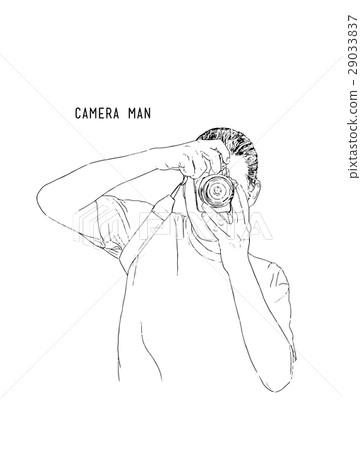 Cameraman with camera , hand drawn vector. 29033837