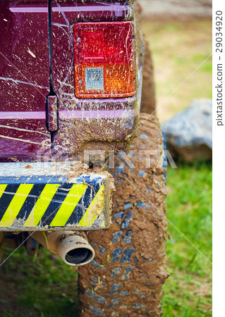 back headlight of the SUV in dirt 29034920
