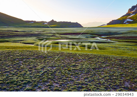 Landscape  the mountain valley with streams early 29034943