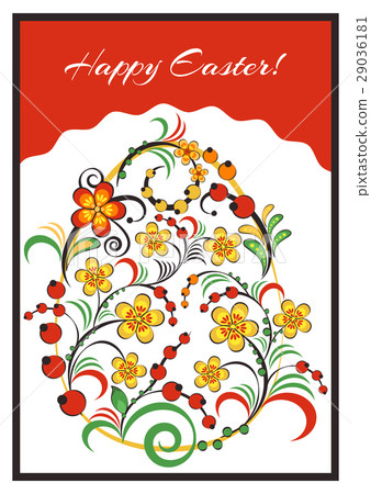 Greeting card with Hohloma floral ornament 29036181