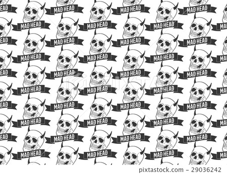 Horned skulls seamless pattern. 29036242
