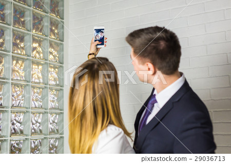 Selfie business team taking pictures in the office 29036713