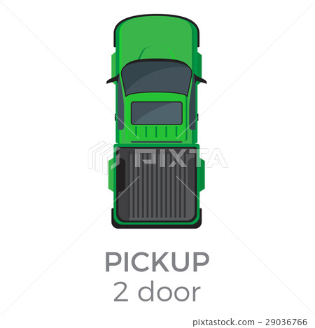 Two Door Pickup Top View Flat Vector Icon Two Door Pickup Top View Flat Vector Icon 29036766