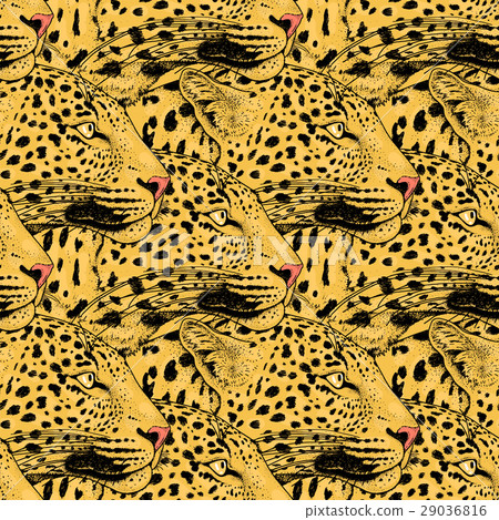 Leopard face tattoo , illustration, print 29036816