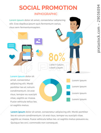 Social Promotion Infographic Boy with Smartphone Social Promotion Infographic Boy with Smartphone 29036894