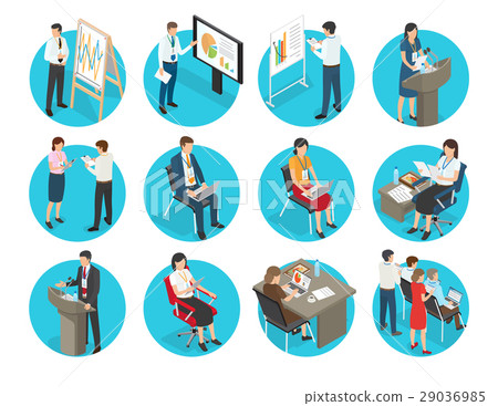 Set of Vector Business Icons with Office Workers 29036985