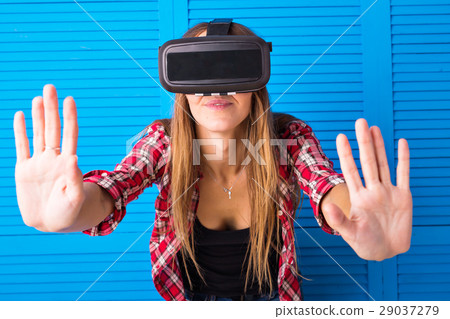 Smile happy woman getting experience using VR 29037279