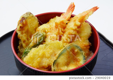 Bowl of rice and fried fish 29040019